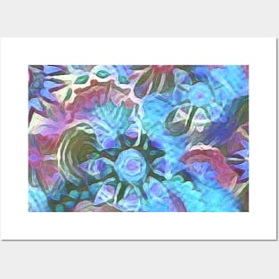 Blue floral pattern Posters and Art